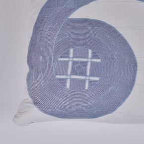 African Embroidery Pillow <br />Blue II