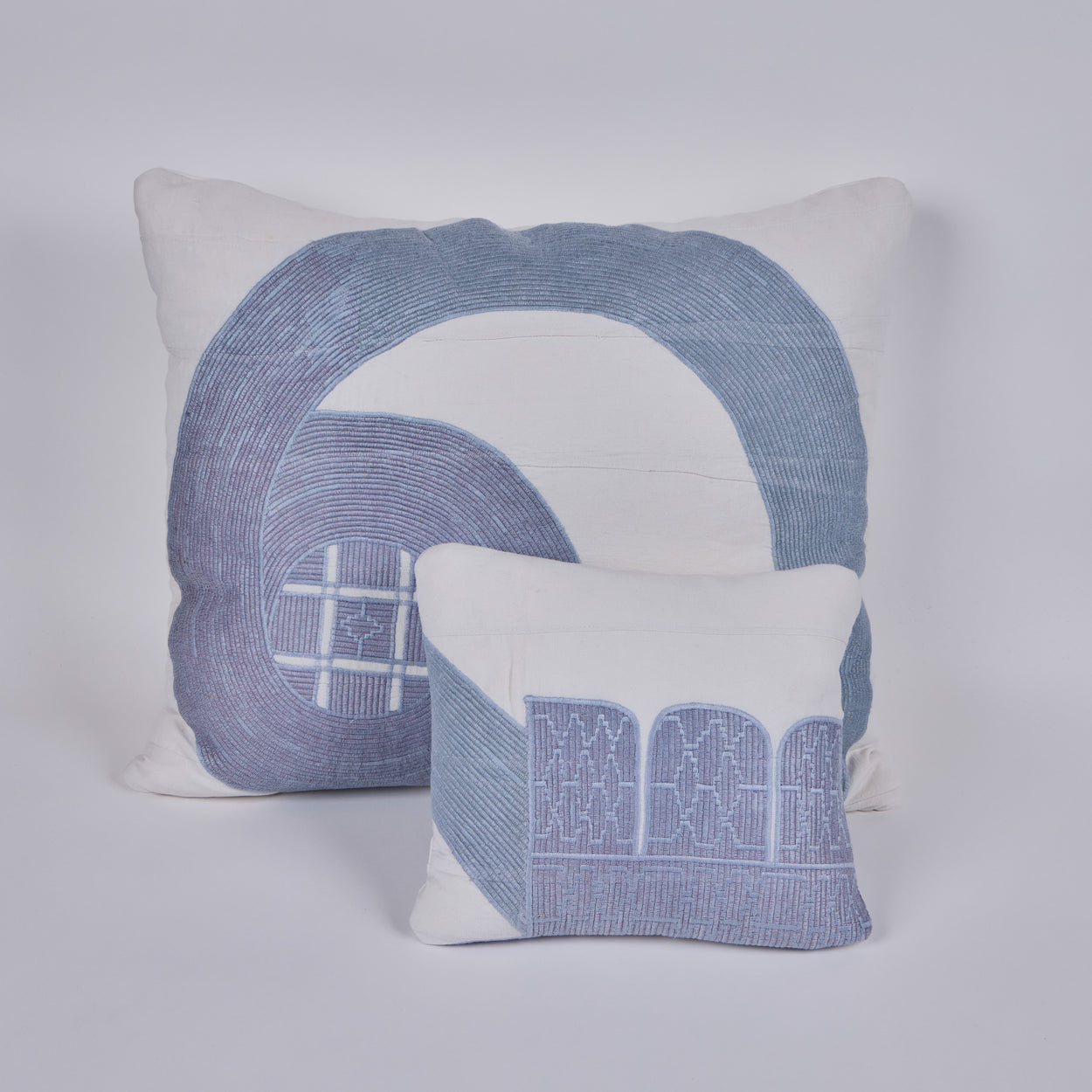 African Embroidery Pillow <br />Blue II