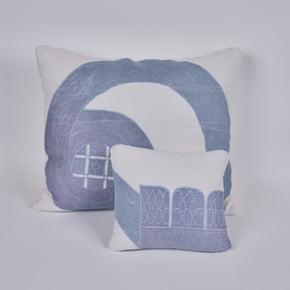 African Embroidery Pillow <br />Blue II