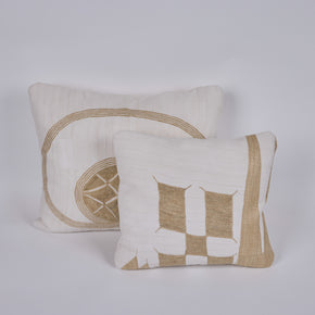 African Embroidery Pillow <br />Oatmeal I