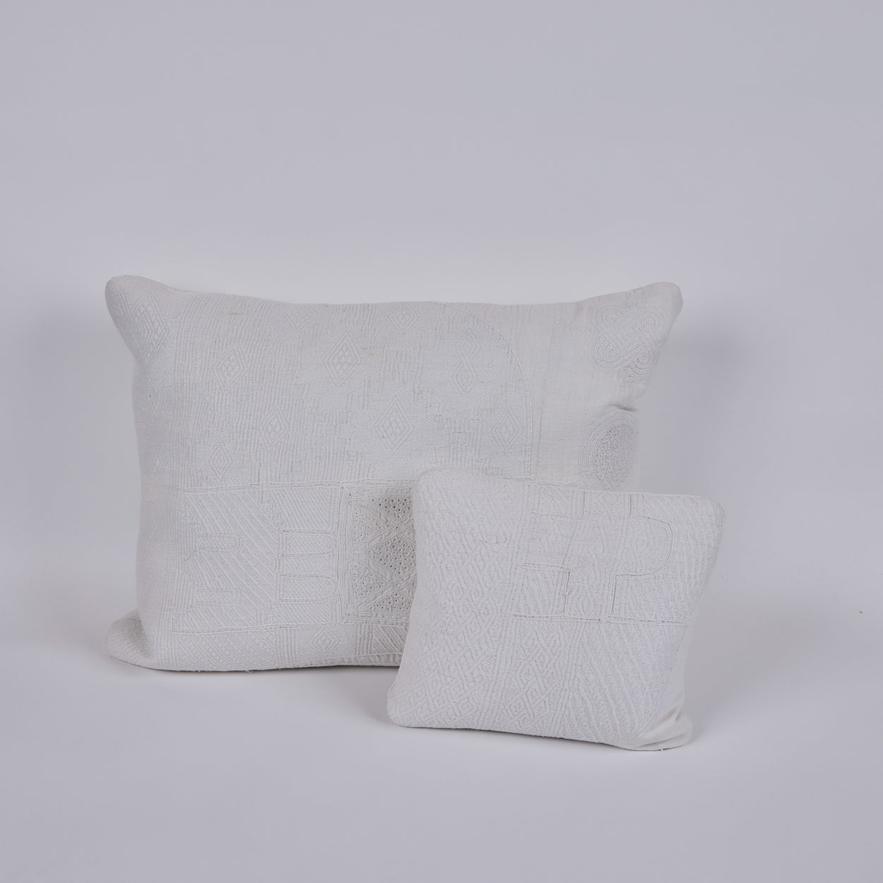 African Embroidery Pillow <br />White II
