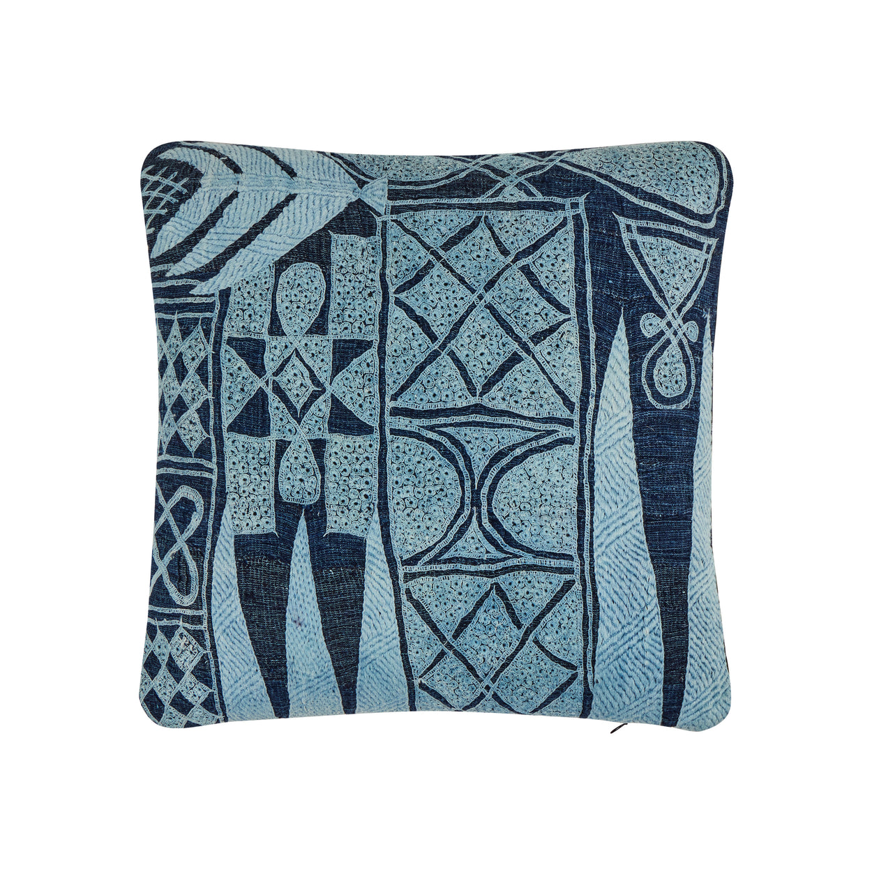 African Embroidery <br />Pillow Indigo III