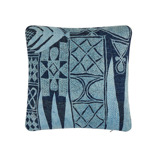 African Embroidery <br />Pillow Indigo III