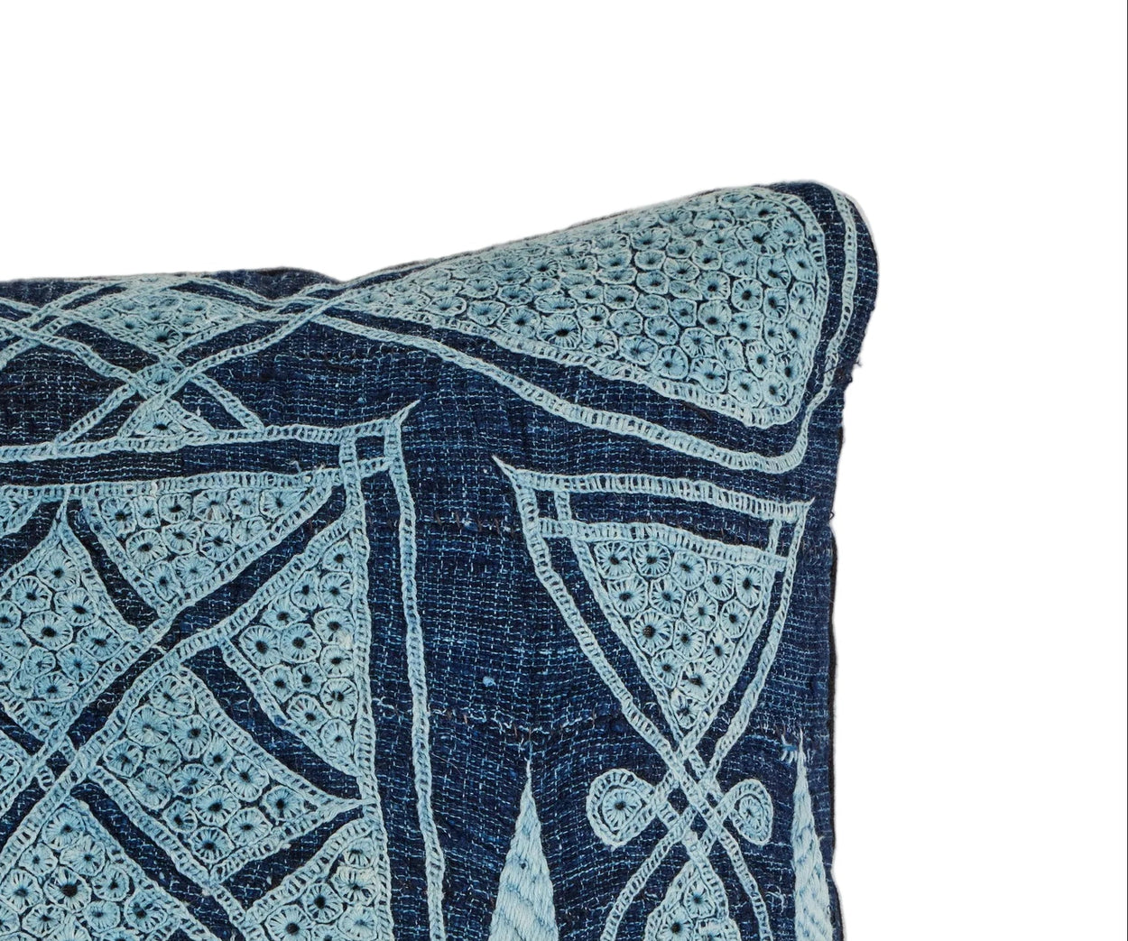 African Embroidery <br />Pillow Indigo III