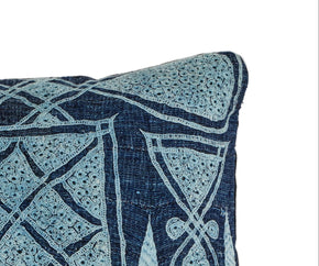 African Embroidery <br />Pillow Indigo III