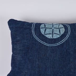 African Embroidery Pillow<br />Indigo II