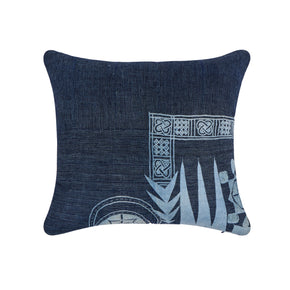 African Embroidery Pillow<br />Indigo III