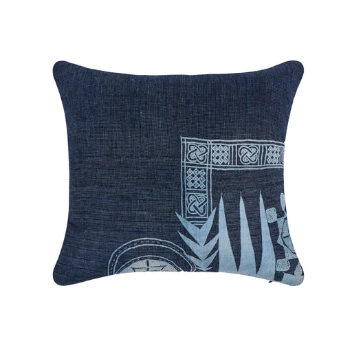 African Embroidery Pillow<br />Indigo III