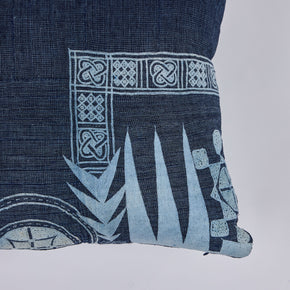 African Embroidery Pillow<br />Indigo III
