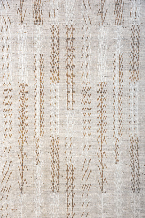 (FULL) Handwoven Fabric Tree Ivory. Upholstery Weight. Raw Tussar Silk and Cotton. Neeru Kumar Handwoven Designer Textiles from India. 54" W