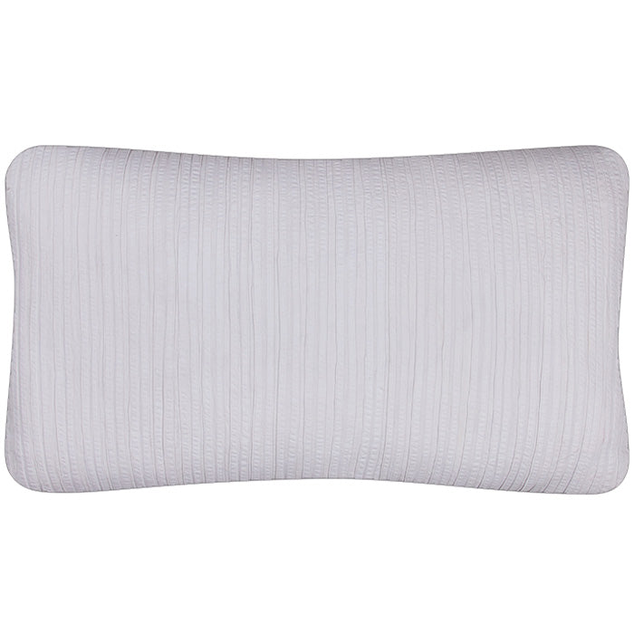 African Pin Tuck Pillow. Pin tuck white cotton work from Nigeria. White canvas back, invisible zipper closure and feather and down fill. Two available. 17" x 29"