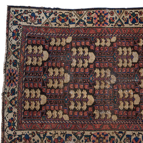 (CORNER DETAIL 1) Antique Hamadan Rug. Early 20th C. Hamadan knotted rug made in NW Persia.  Attractive colors with some repairs as shown. 77" x 45"