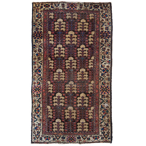 Antique Hamadan Rug. Early 20th C. Hamadan knotted rug made in NW Persia.  Attractive colors with some repairs as shown. 77" x 45"