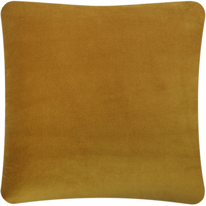 (GOLD COTTON VELVET BACK) Cotton Velvet Pillow. Contemporary cotton velvet floral print fabric pillow with gold cotton velvet back. Invisible zipper closure and feather and down fill. Two available. Priced individually. 24" x 24"
