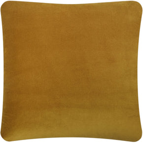 (GOLD COTTON VELVET BACK) Cotton Velvet Pillow. Contemporary cotton velvet floral print fabric pillow with gold cotton velvet back. Invisible zipper closure and feather and down fill. Two available. Priced individually. 24" x 24"