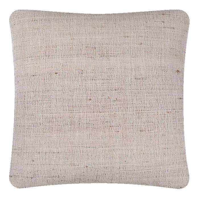(BACK DETAIL) Decorative Pillow, Tabby Ivory, Cotton & Tussar Silk. Handwoven Designer Textiles from India. Natural linen back. Invisible zipper closure. 18" x 18" different sizes available.