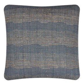 TD Stripe Blue Cotton & Tussar Silk. Decorative Pillow. Neeru Kumar Handwoven Designer Textiles from India. Exclusive to Pat McGann. Double sided pillow backed with Tabby.  Invisible zipper closure.  Feather and down fill. Yardage available. Complimentary shipping.   