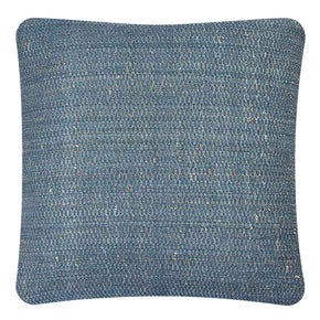 Eye Blue Cotton & Tussar Silk Throw Pillow - Neeru Kumar Handwoven Designer Textiles