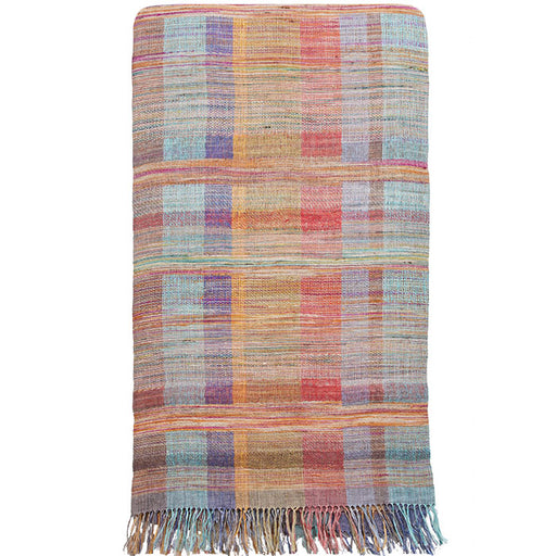 Throw Rainbow Plaid Wool & Raw Silk. Neeru Kumar Handwoven Designer Textiles from India. Exclusive to Pat McGann. 70 in. x 50 in.