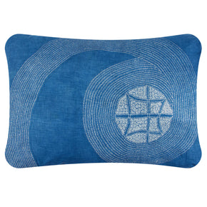 African Embroidery Pillow<br>Pale Indigo I