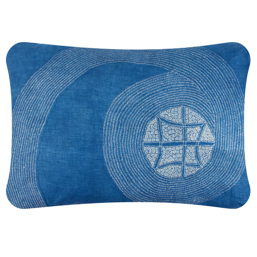 African Embroidery Pillow<br>Pale Indigo I