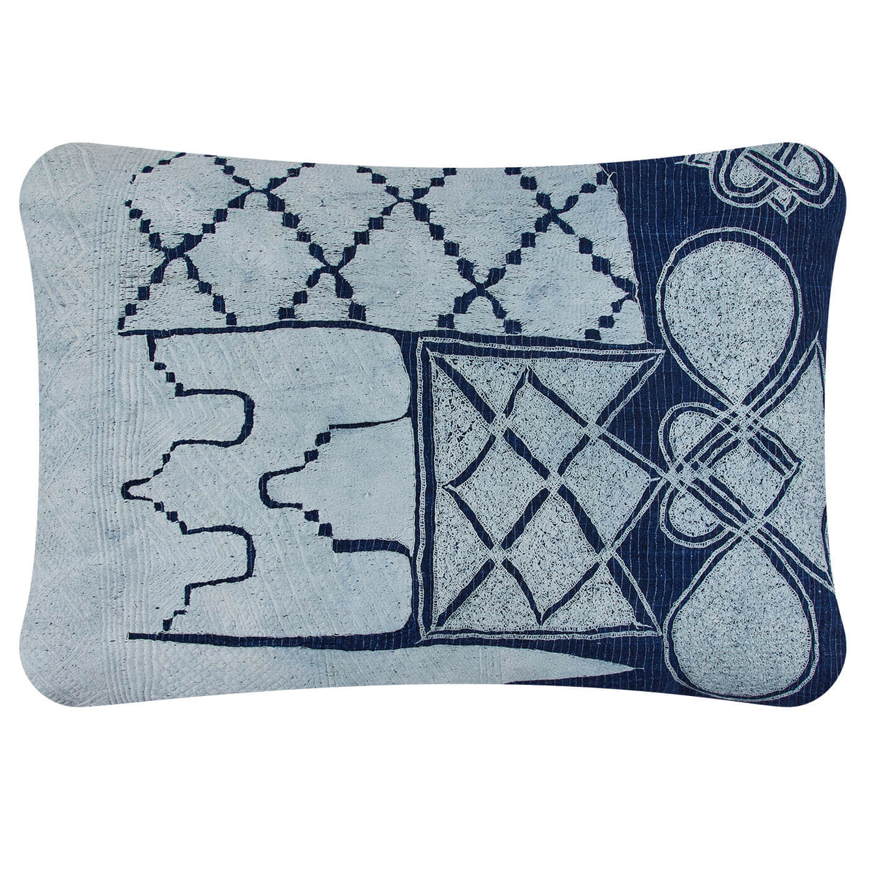 African Embroidery Pillow<br>Indigo I