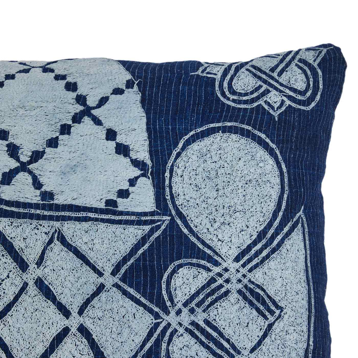 African Embroidery Pillow<br>Indigo I