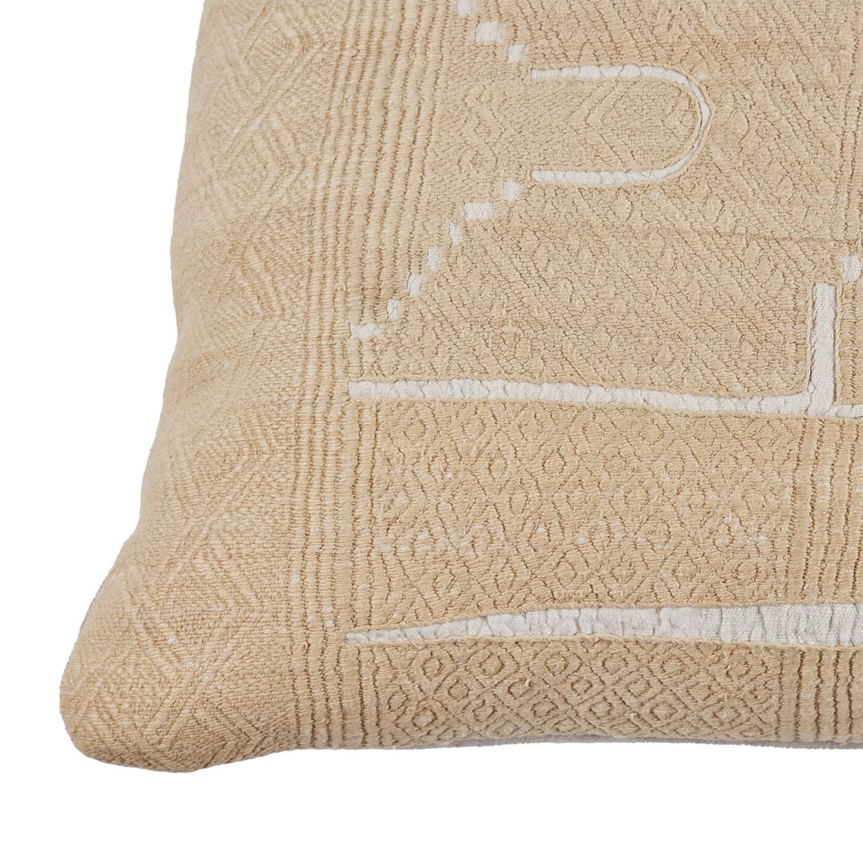 African Embroidery Pillow<br>White/Oatmeal II