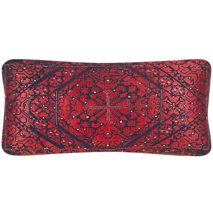 Swat Valley Pillow. Red silk floss embroidery on black cotton. Vintage from Pakistan. Back also embroidered. Invisible zipper closure, filled with feather and down.