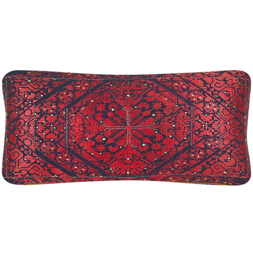 Swat Valley Pillow. Red silk floss embroidery on black cotton. Vintage from Pakistan. Back also embroidered. Invisible zipper closure, filled with feather and down.