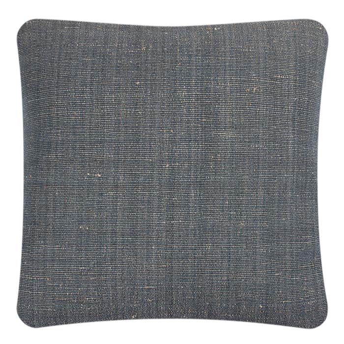 (DETAIL BACK) Decorative Pillow, Window Weave Blue, Cotton & Tussar Silk. Handwoven Designer Textiles from India. Invisible zipper closure. 18" x 18" different sizes available.