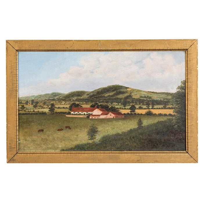 1892 English Pastoral Scene Oil on Canvas 14"H x 22"W.
