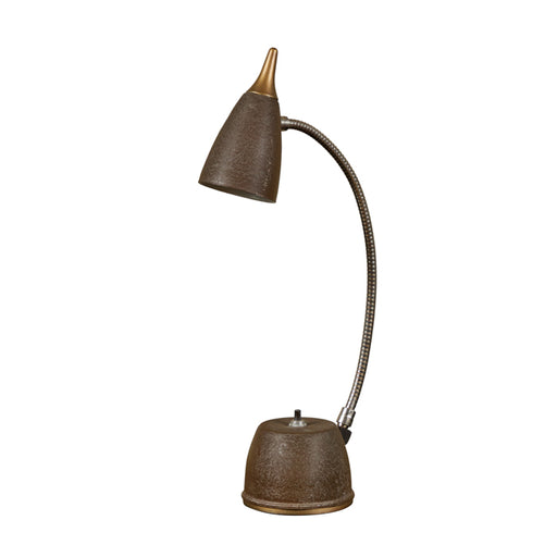 Eagle HiLite Gooseneck Desk Lamp. Mid-Century modern brown gooseneck task lamp furniture. Easily adjustable, bright light. Updated hardware and brown silk twist cord. 15" H x 3" dia.