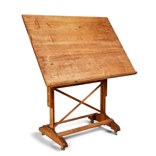 Antique Drafting Table. Adjustable wood drafting table.  Use flat or tilted.  Early 20th C. 42" W x 30" D x 29.5" H.