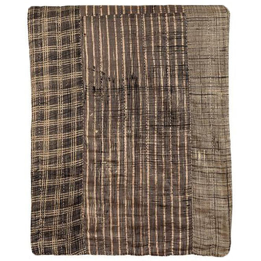 Contemporary Bedcover from India in Brown Patterns. Hand-painted, block-printed, over-dyed fine cotton fabric. Hand-quilted with cotton backing. Hand made. 98"H x 96"W
