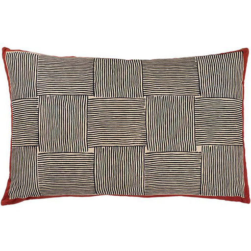 Decorative Pillow, Gopal Indian Cotton Block Print Pillow, Handcrafted contemporary Indian block print pillow to match bed covers also available. Hand block printed cotton. Double-sided with invisible zipper. Feather and down fill. More available 16" x 25"