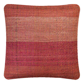 Decorative Pillow, Hand Red Petal, Wool & Tussar Silk. Handwoven Designer Textiles from India. Natural linen back. Invisible zipper closure. 18" x 18" different sizes available.