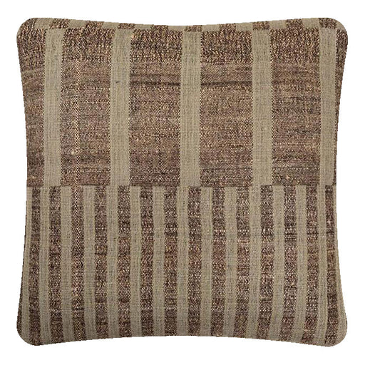 Decorative Pillow. Mondrian Check, Wool, Tussar Silk, Handwoven. Neeru Kumar Handwoven Designer Textiles from India. Natural linen back. Invisible zipper closure. 18" x 18" different sizes available.