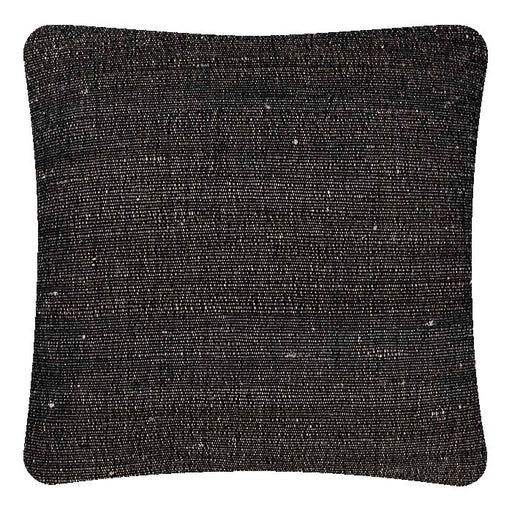 Tabby Black Cotton & Tussar Silk. Neeru Kumar Handwoven Designer Textiles from India. Natural linen back. Invisible zipper closure. 18" x 18" different sizes available.