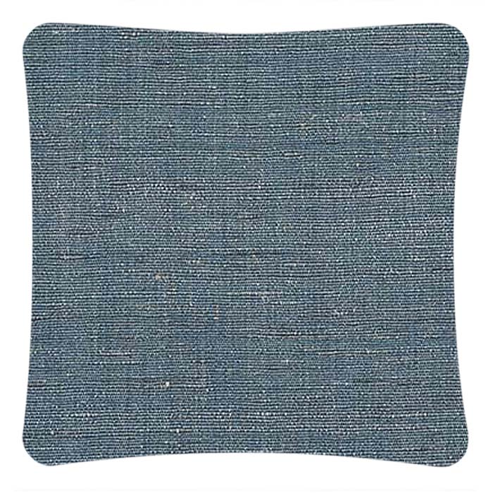 (DETAIL BACK) Throw Pillow, Tabby Blue, Cotton & Tussar Silk, Front and Back. Handwoven Designer Textiles from India. Neeru Kumar. Invisible zipper closure. 18" x 18" different sizes available.