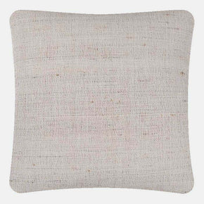 (BACK) Decorative Pillow, Window Weave Ivory, Cotton & Tussar Silk. Handwoven Designer Textiles from India. Natural linen back. Invisible zipper closure. 18" x 18" different sizes available.
