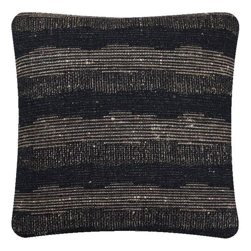 Decorative Pillow, TD Stripe Black, Cotton & Tussar Silk. Handwoven Designer Textiles from India. Natural linen back. Invisible zipper closure. 18" x 18" different sizes available.