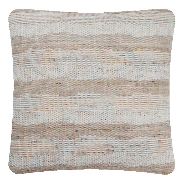 Decorative Pillow, TD Stripe Ivory, Cotton & Tussar Silk. Handwoven Designer Textiles from India. Natural linen back. Invisible zipper closure. 18" x 18" different sizes available.