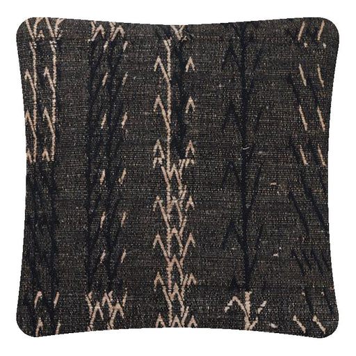 Decorative Pillow, Tree Black, Cotton & Tussar Silk. Handwoven Designer Textiles from India. Natural linen back. Invisible zipper closure. 18" x 18" different sizes available.