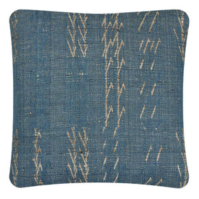 Decorative Pillow, Tree Blue, Cotton & Tussar Silk. Handwoven Designer Neeru Kumar. Textiles from India. Invisible zipper closure. 18" x 18" different sizes available.