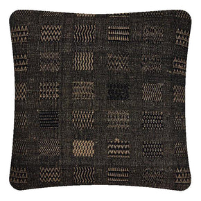 Decorative Pillow, Window Weave Black, Cotton & Tussar Silk. Handwoven Designer Textiles from India. Black Tabby back. Invisible zipper closure. 18" x 18" different sizes available.