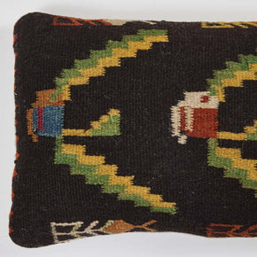 (DETAIL) Antique Bessarabian Pillows II. Early 20th C. Bessarabian flatweave rug pillows. Two available, priced individually.  Natural linen backs, zipper closure as shown and feather and down fill.  11" x 21".