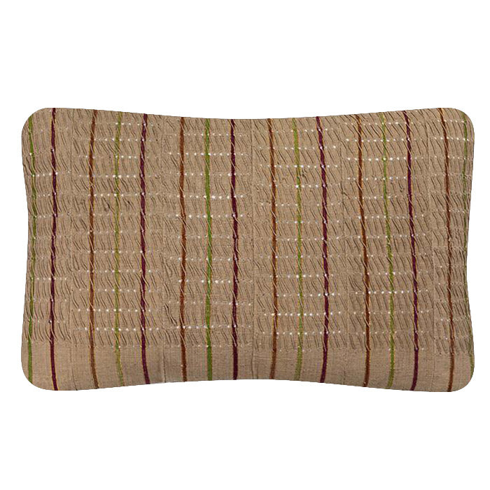 Decorative Pillow African Asoke Textile Pillow, Asoke textile, handwoven in Nigeria by the Yoruba. Red, green and metallic stripes. Natural linen back, invisible zipper closure, feather and down fill. 22"w x 14"h