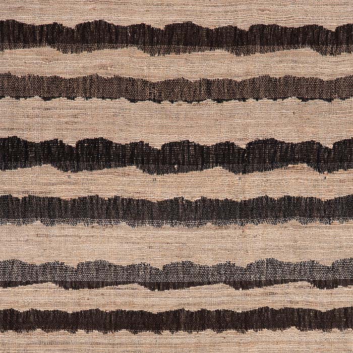 Fabric by the yard --Ocean Stripe Charcoal. Raw Tussar Silk and Wool by Neeru Kumar Handwoven Designer Textiles from India. 