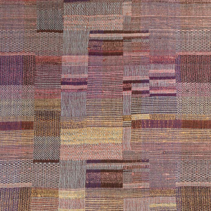 Fabric by the yard -- Sunset plaid pattern. Raw Tussar Silk and Wool by Neeru Kumar Handwoven Designer Textiles from India.